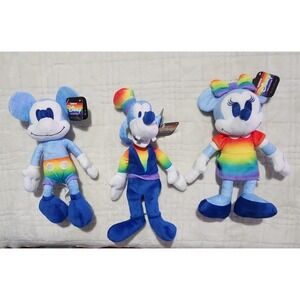 NWT Lot 3 Disney Rainbow Pride Plush 2022 Goofy Mickey Minnie New Pride Plush